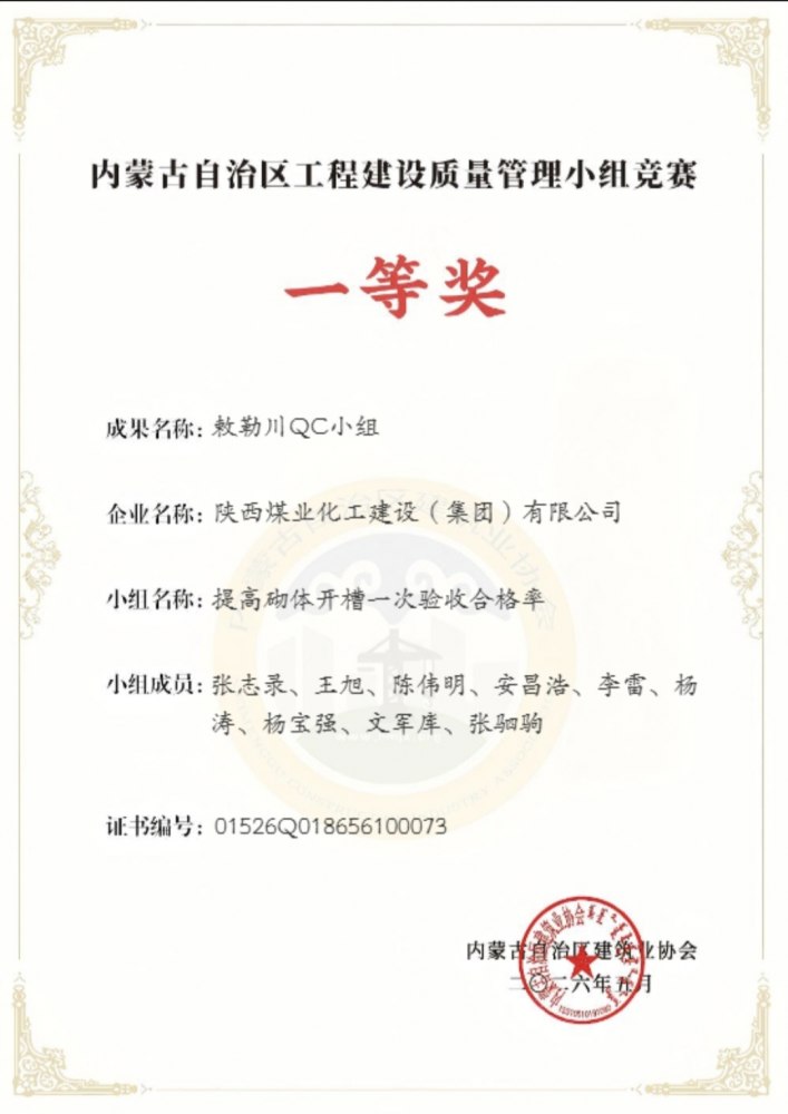 陜煤建設(shè)內(nèi)蒙古分公司：QC成果新突破，質(zhì)量管理再創(chuàng)佳績(jī)